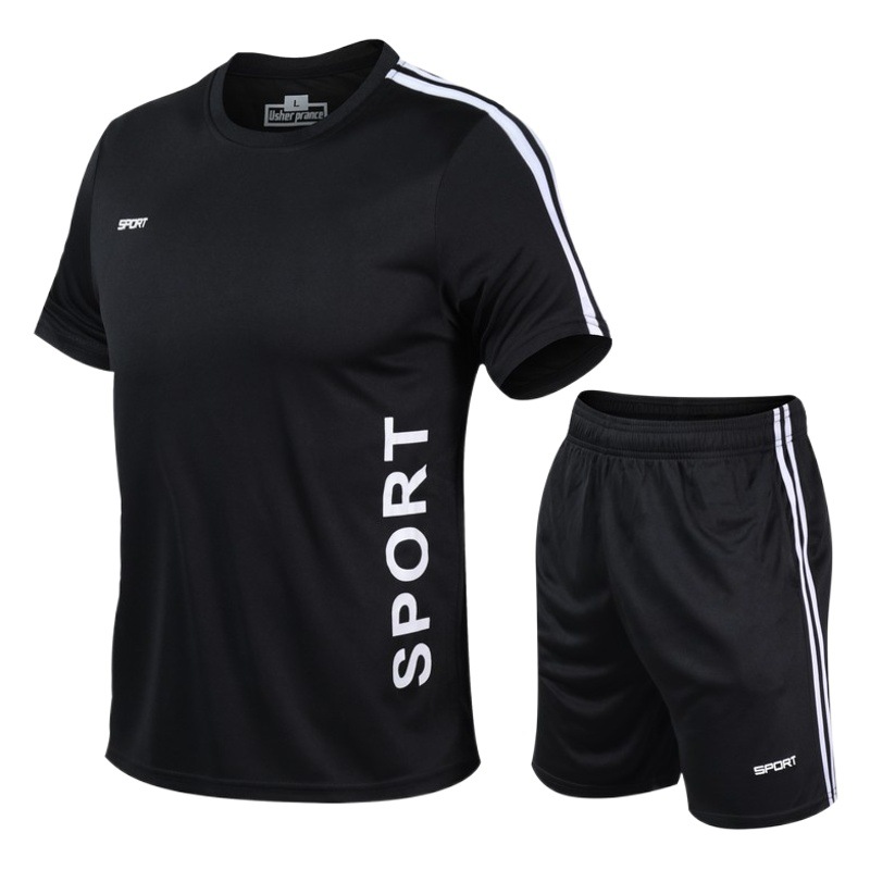 Sports Suit Men's Summer Fitness Short-sleeved T-shirt Men's Quick-drying Clothes Running Loose Casual Sportswear Large Size