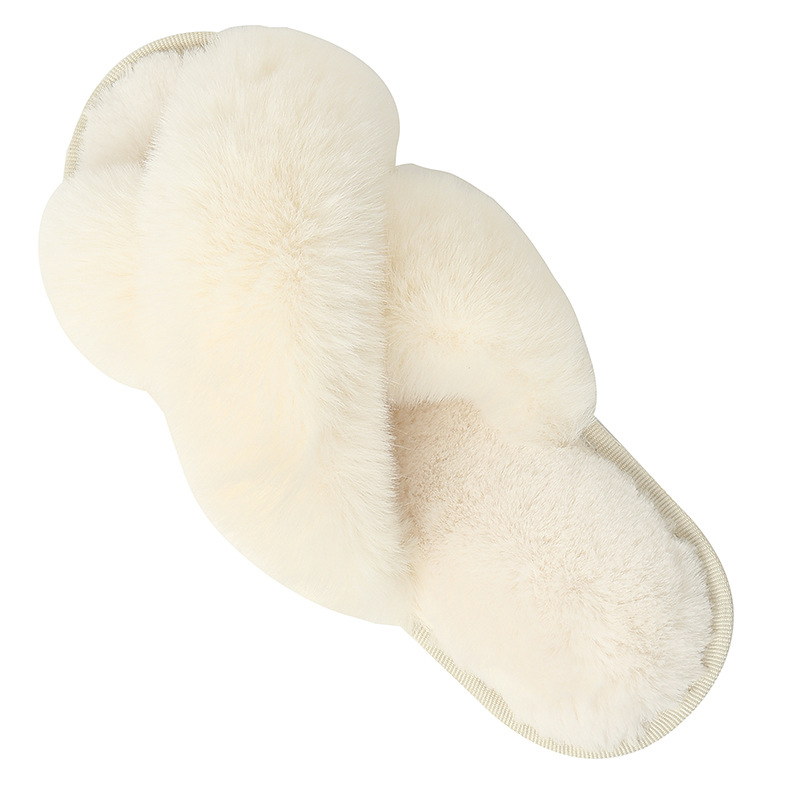 Picture of Amazon Slippers Winter Plush Cross-Strap Cotton Indoor Warm Plus Large Fur Slippers Women's High and Low Imitation Rabbit Fur