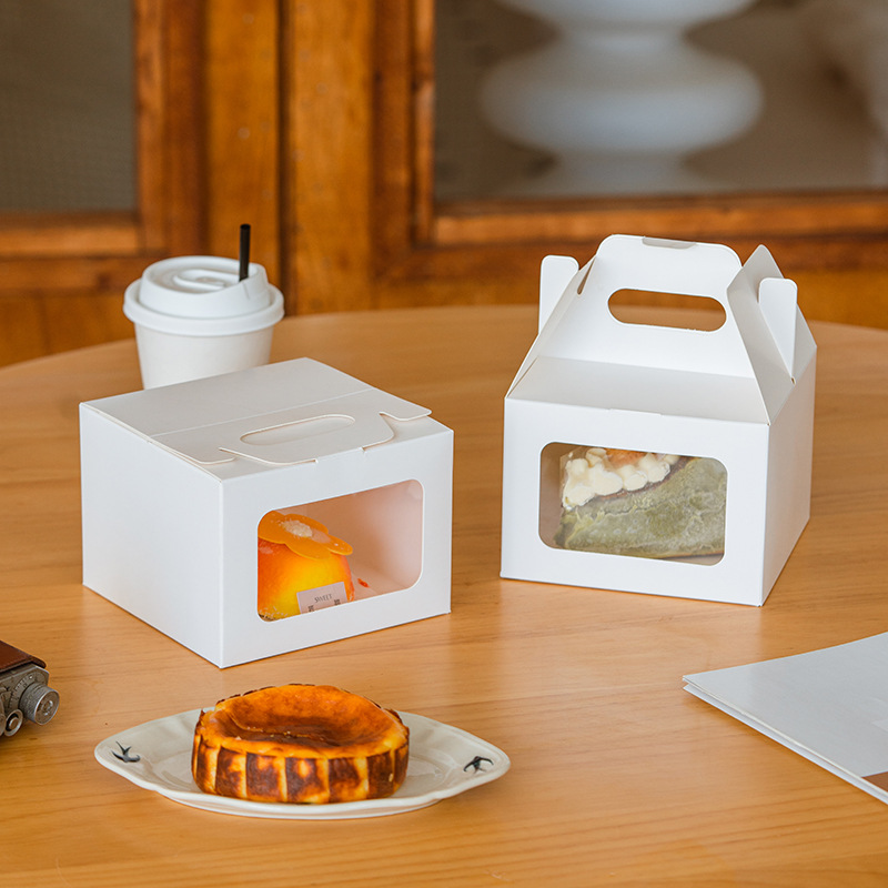 Ins Style Portable Box Bread Box Cake Dessert Packaging Box 4/6 "French Dessert Packing Box with Refreshments