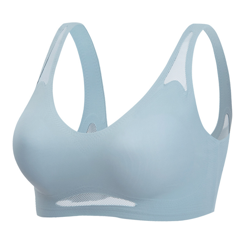 Picture of Traceless Beauty Back Underwear Women's Big Chest Shiny Summer Thin Comfortable Breathable Vest Small Chest Push-up Sports Bra