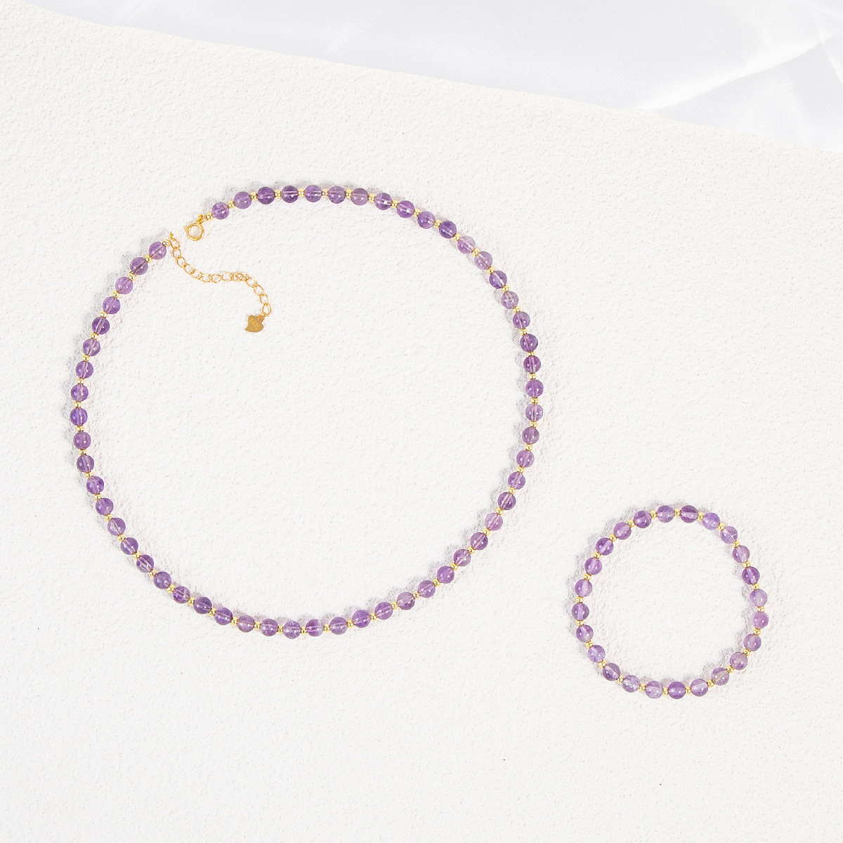Picture of Natural Advanced Amethyst French Romantic Necklace Niche Design Simple Beaded Necklace Women's Bracelet Spring and Summer