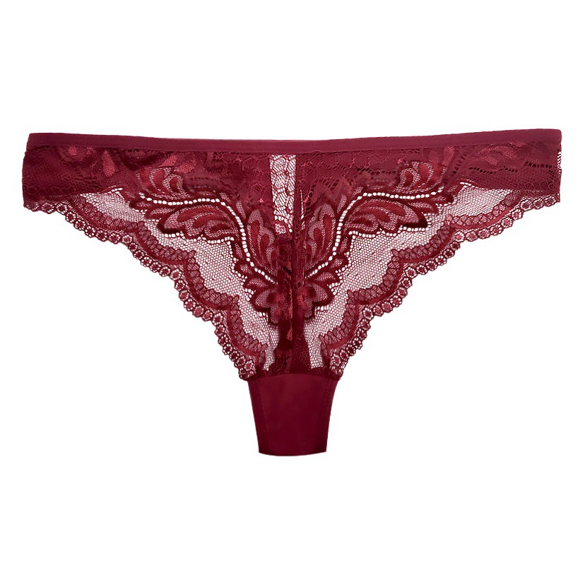 Lace Sexy Thong T-Back Breathable Thin Strap Lace Amazon Low-Rise Women's Panties in Stock Quick-Dry