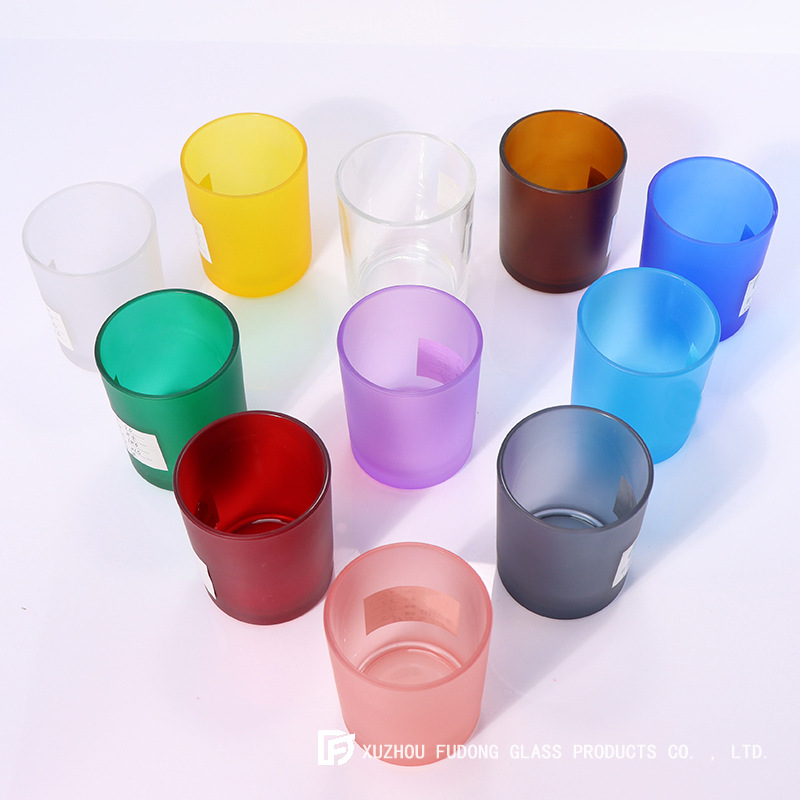 Picture of Color Frosted Candle Holder Glass Aromatherapy Candle Cup Creative Fashion Candle Jar DIY Aromatherapy Candle Holder with Lid for Home