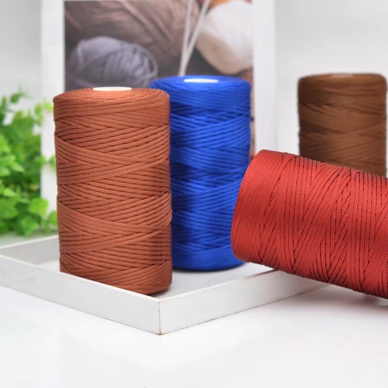Mercerized cotton twine flat ribbon thread hand-woven bag hat cushion coarse wool thread bright silk thread hand hook summer cool hat thread ball