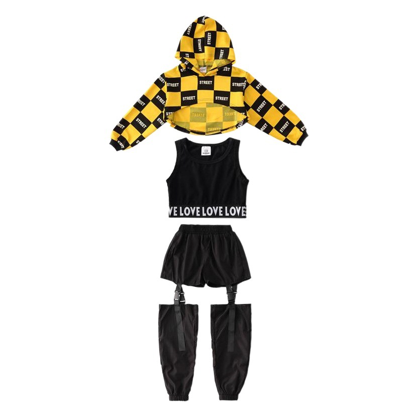 Korean-style Children's Jazz Dance Suit Crop Top hiphop Clothes Hip-hop Girls' Street Dance Fashionable Table Dress