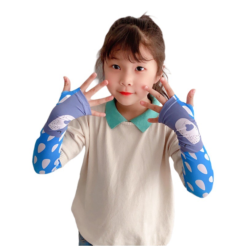 Children's Ice Sleeves Summer Sunscreen Ice Silk Sleeves Anti-UV Shade Cute Animal Boys' and Boys' Arm Sleeves Wholesale