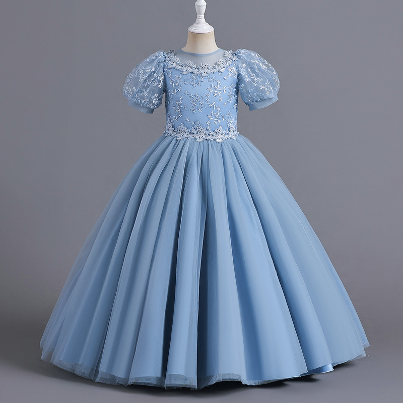 Picture of European and American Kidsren's Princess Dress Classy Dress New Flower Girl Tutu Skirt Wedding Dress Little Princess Host Piano Performance