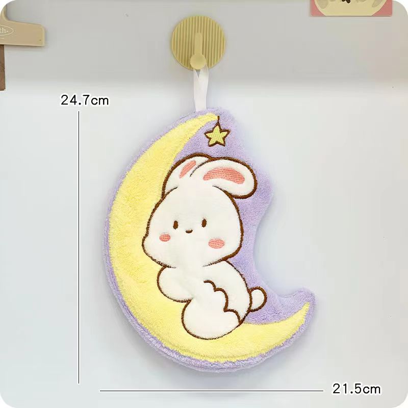 Picture of Cartoon Moon Rabbit Hand Towel Household Hanging Children's Hand Wipes Wholesale Absorbent Small Hand Towel Cute Cartoon Rag