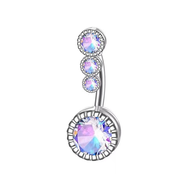 Picture of 18K real gold electroplated European and American body piercing jewelry belly button ring copper inlaid zircon 316L stainless steel rod belly button nail