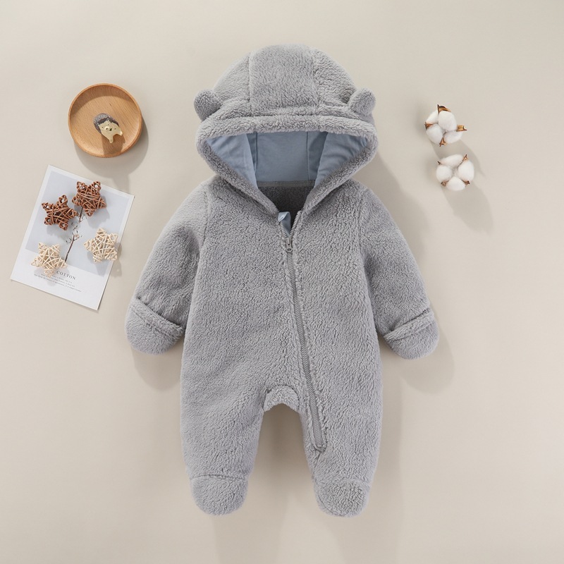 Picture of Cross-border baby jumpsuit autumn and winter thickened warm newborn baby clothes baby plus velvet pajamas climbing clothes