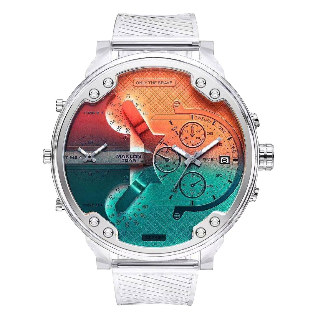Factory wholesale [spot] Foreign trade DZ7333 transparent large dial double movement watch men's European and American fashion Men