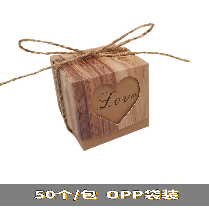 Picture of Kraft Paper Love Candy Box Packaging European Style Mori Retro LOVE Box Wedding Gift Accompanying Gift Box Promotion