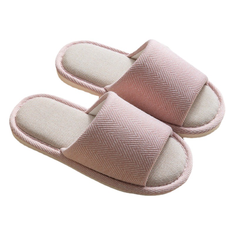 Popular All-Season Solid Color Simple Cotton and Linen Slippers for Women, Indoor Home Soft-Soled Non-Slip Couple Floor Slippers for Men