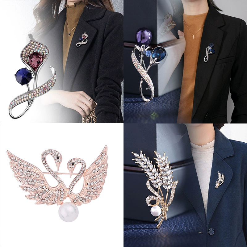 Coat Brooch for Women, High-End, Exquisite, Luxurious, Korean Accessories, Suit Brooch, Diamond-Encrusted Anti-Exposure Corsage, 2025 New Style