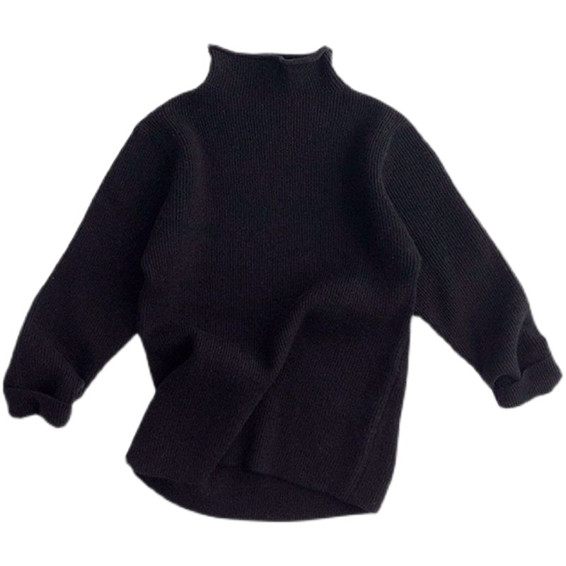 [in stock children's turtleneck sweater boys and girls semi-turtleneck thin sweater baby core-spun yarn soft elastic