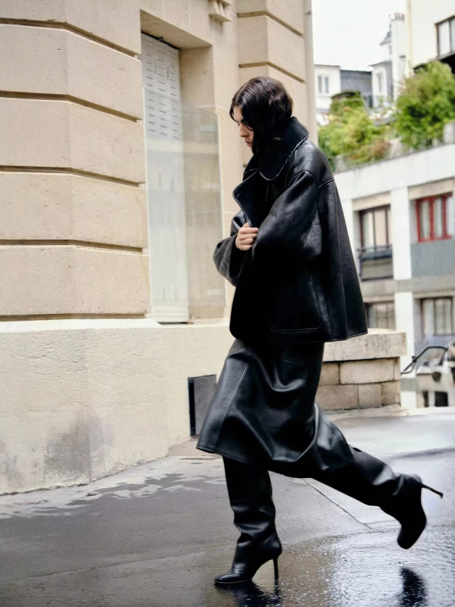 Picture of Cross-border Amazon 2024ZA in stock wholesale autumn women's fashion lapel fur one long sleeve jacket coat