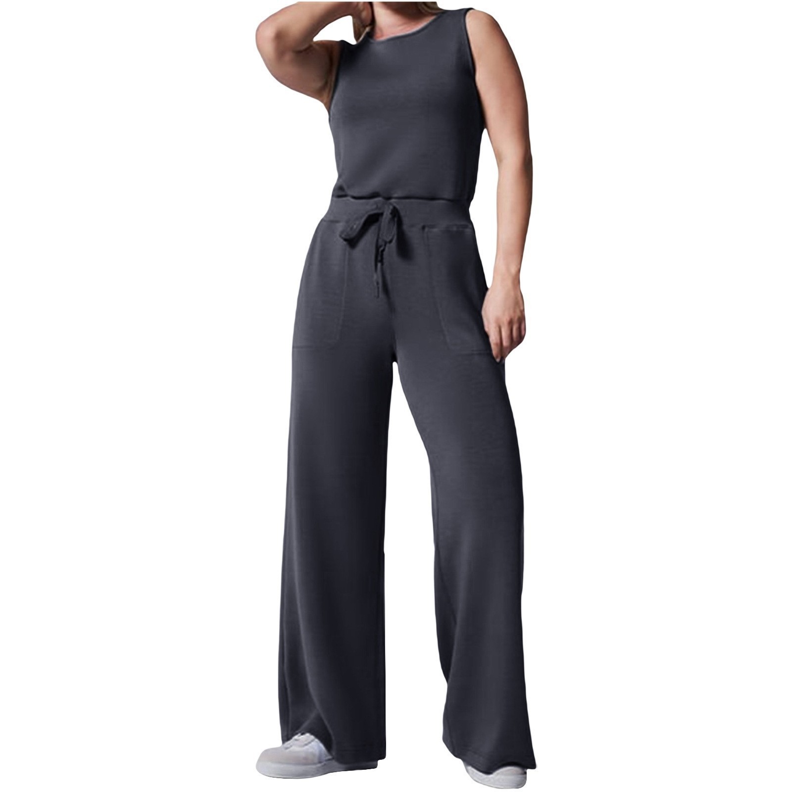 Picture of 2023 Spring and Summer New Versatile European and American Fashion Slim Casual Women's Sleeveless Pure Color Work Clothing Pants Jumpsuits