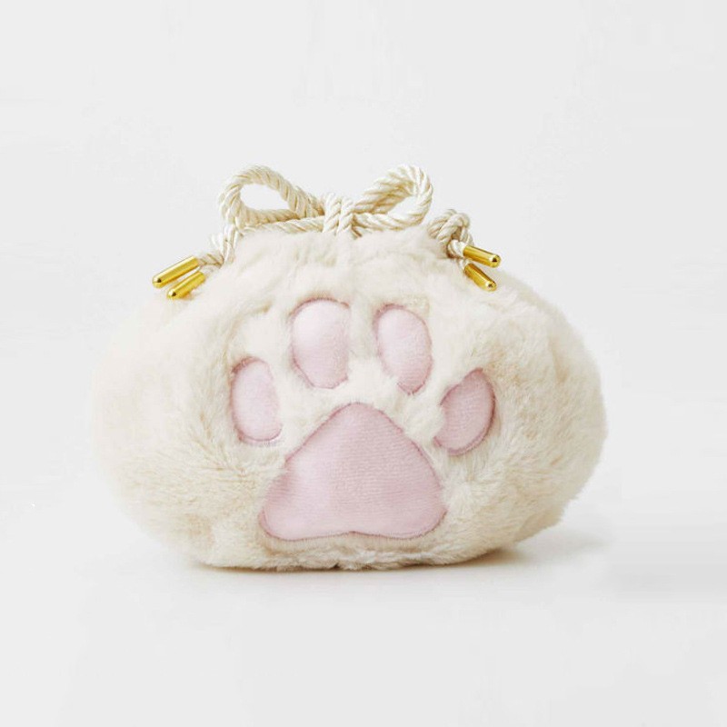 Picture of Japanese popular cute cat claw cosmetic bag drawstring drawstring drawstring storage bag plush lipstick bag wash bag