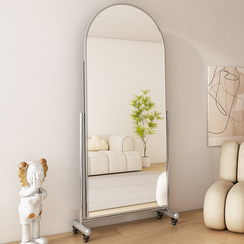 Wholesale Clothing Store Movable Full-Length Mirror Home Floor-Standing Dance Full-Length Mirror Slimming Internet Celebrity Photo-Taking Large Mirror Dance