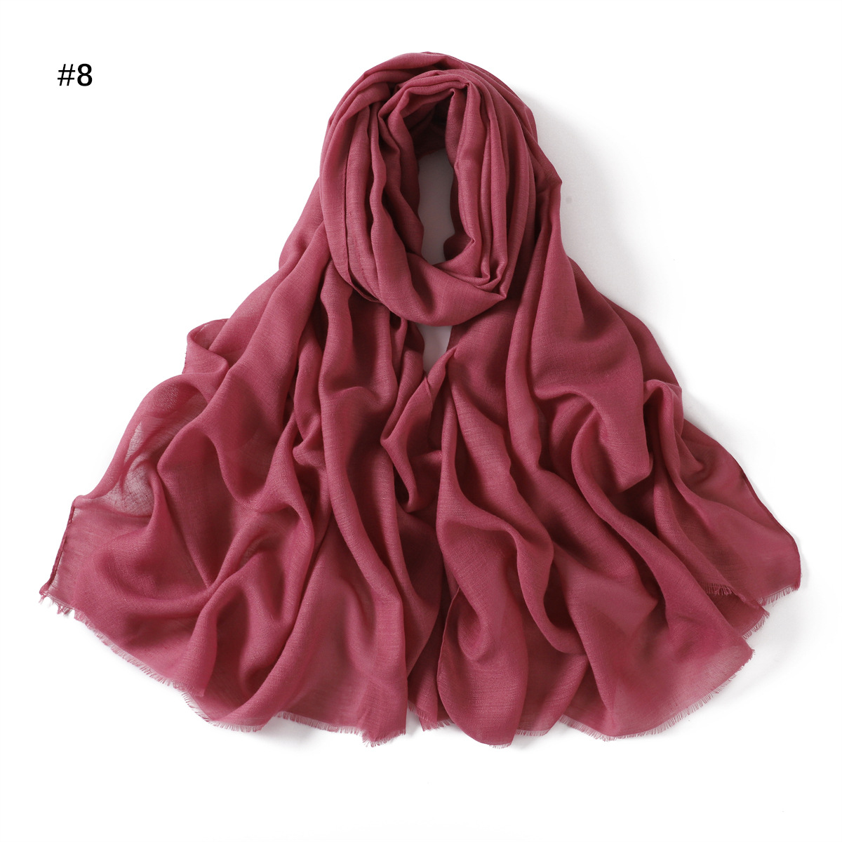 Picture of New fashion cotton and linen soft autumn and winter combed cotton monochrome short beard flat long scarf scarf scarf scarf scarf shawl in stock