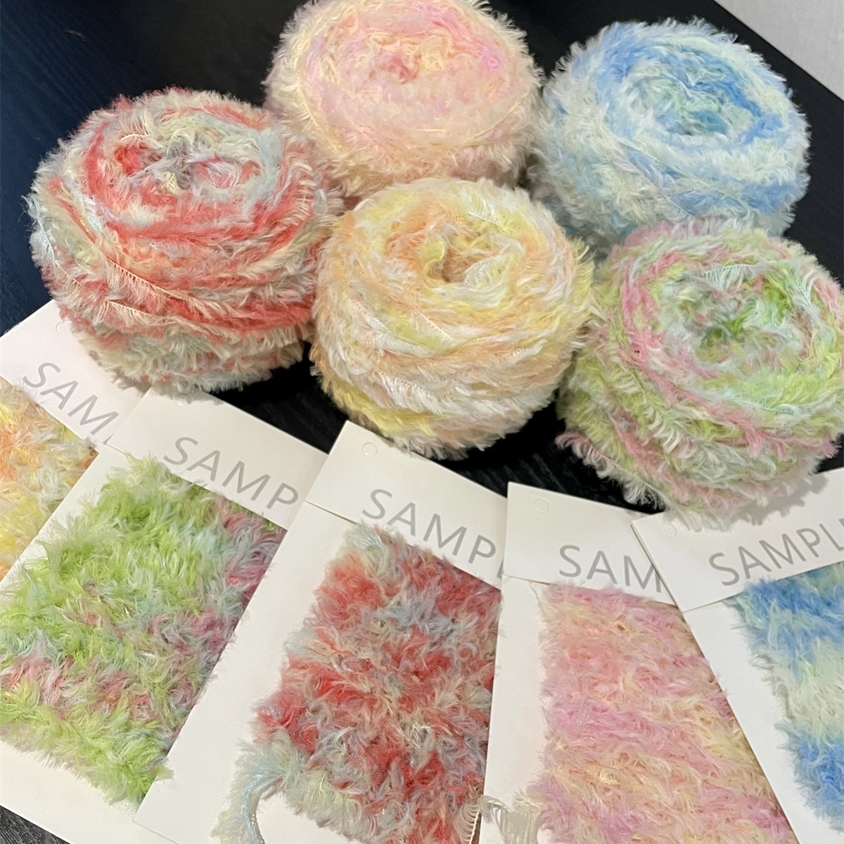 F Xiaoyi fancy yarn segment dyed fur thread group knitting scarf coral velvet imitation mink fleece hand-knitted DIY crochet