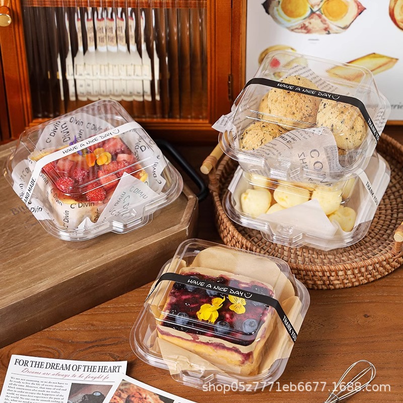 Tiramisu Packaging Box Disposable Transparent Sandwich Burger Cake Dessert Lunch Special Packaging Box