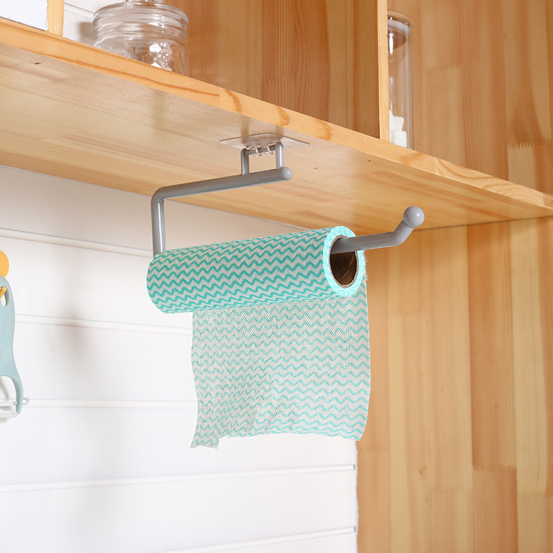 Cross-border Kitchen Tissue Rack Rag Hanger Oil-absorbing Paper Cural Film Storage Rack Non-punching Lazy Rag Roll Paper Rack