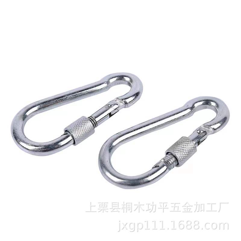 Picture of Galvanized Iron Hook with Loop and Nut, Outdoor Spring Buckle, Multi-Functional Hanging Buckle, Carabiner, Connecting Ring, Safety Buckle