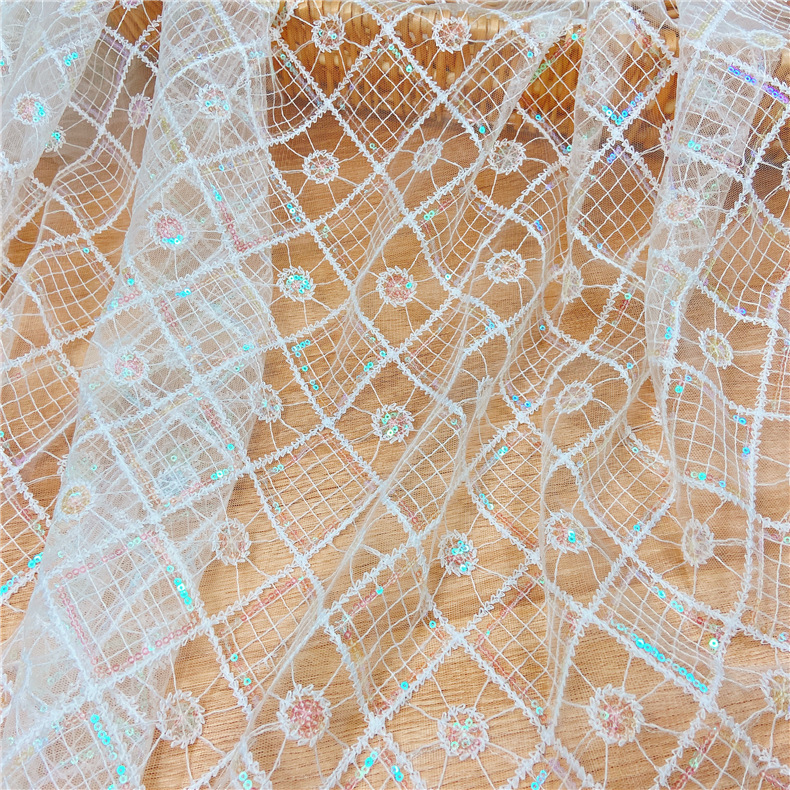 Shantou Water-soluble Milk Silk Sequins Lace Embroidered Fabric Wedding Dress Sunscreen Clothing Women's Embroidered Cloth