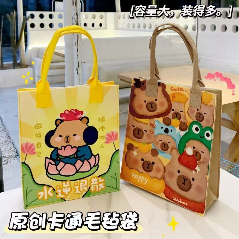 2025 New Handbag Felt Tote Bag Handbag Student Printed Bag Cute Shopping Bag Storage