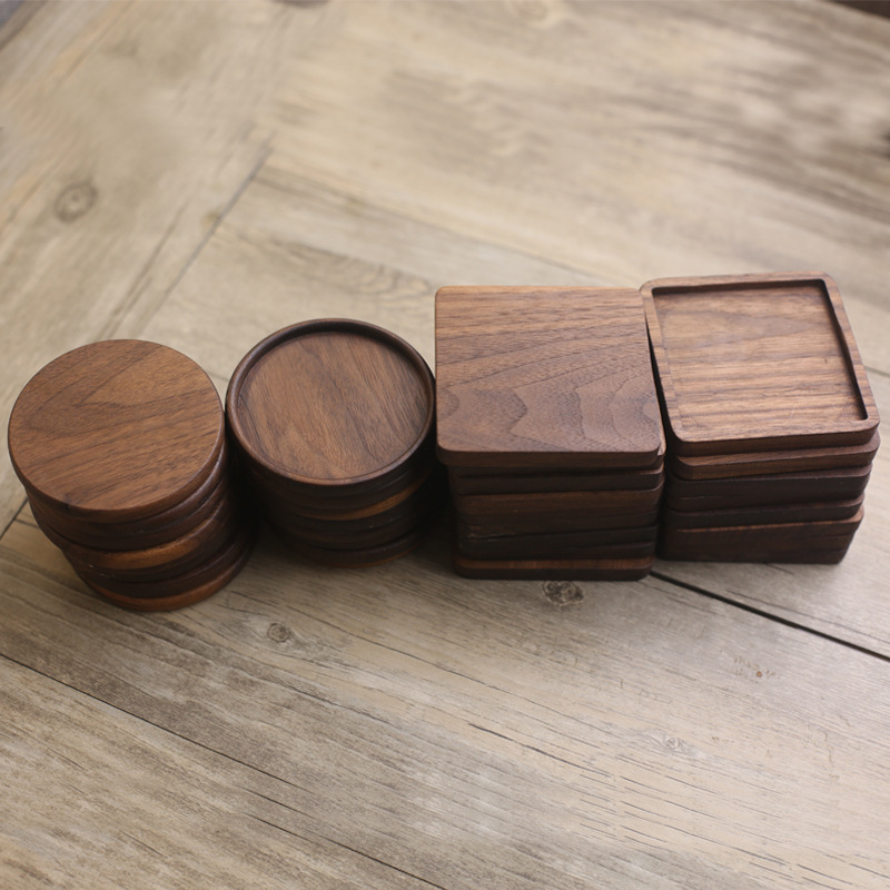 Picture of Creative Wooden Coaster Logo Engraved Fixed Wooden Tea Tray Cup Holder Tea Mat Wooden Tea Holder Japanese Heat Insulation Mat