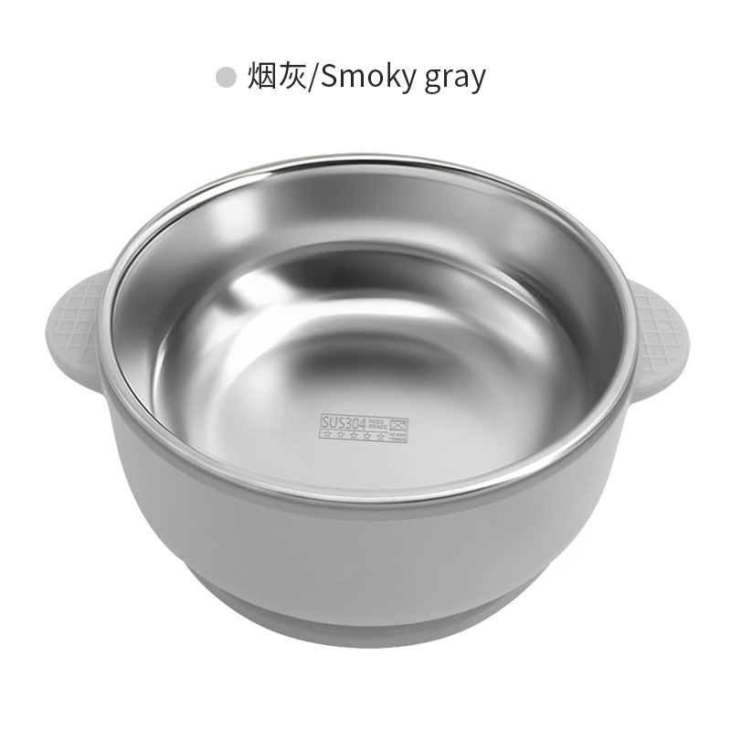 Picture of Cross-border Stainless Steel Children's Bowl Household Cute Baby Drop-resistant Heat-insulated Tableware Kindergarten Children's Rice Bowl with Suction Cup