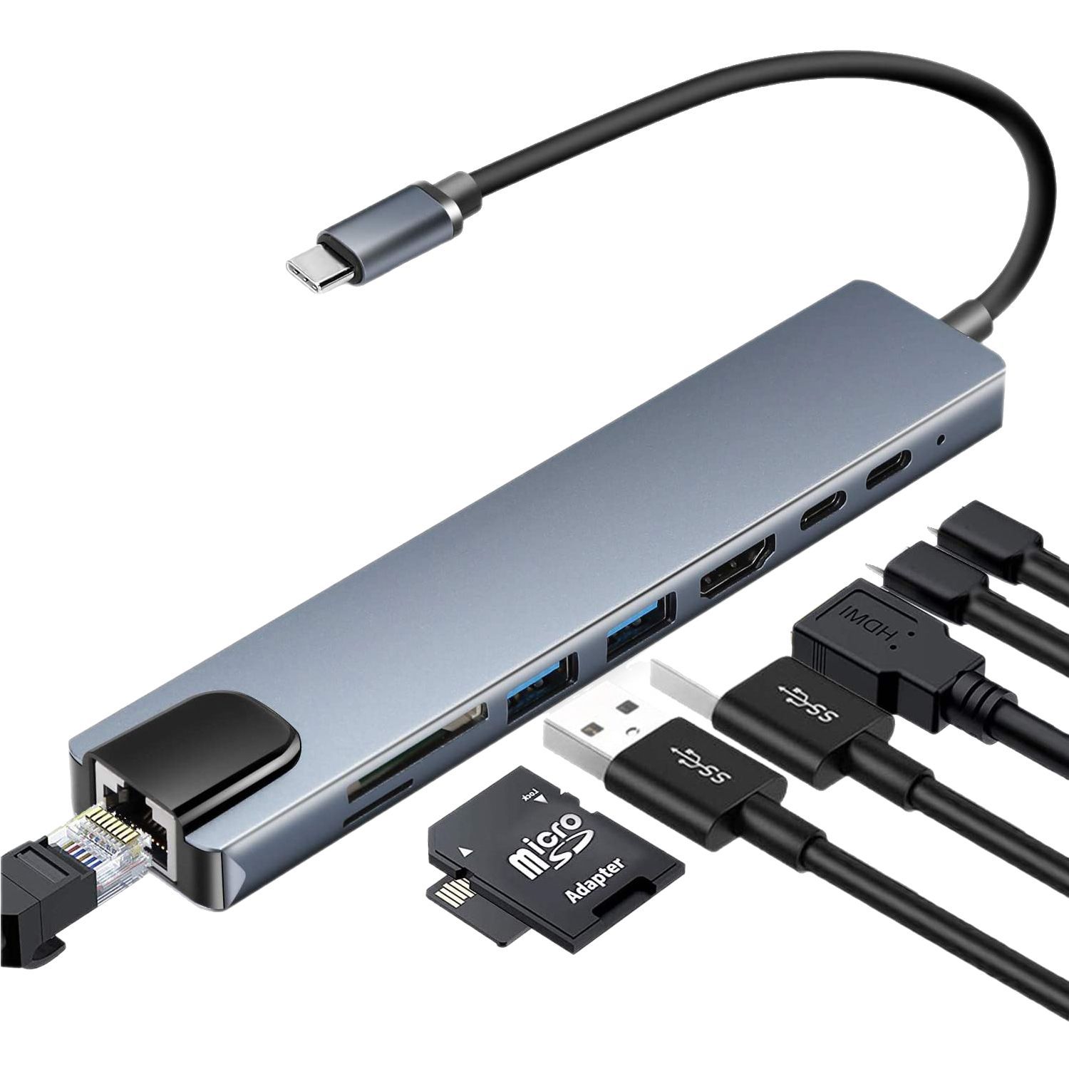 Picture of Type c eight-in-one expansion dock USB-C to HDMI4k30hz USB3.0PD card reader multi-function converter