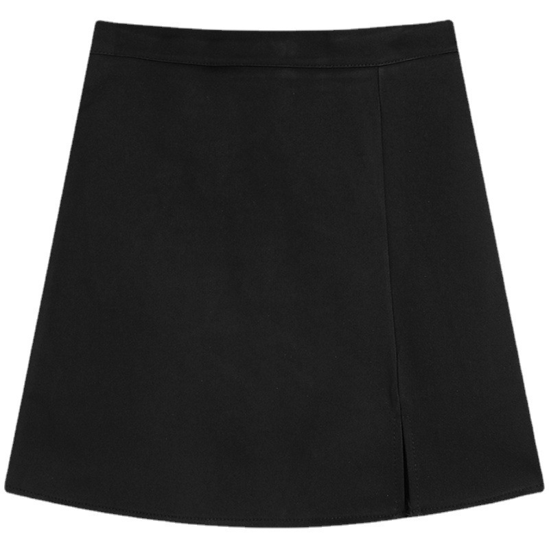 Picture of Black A- line Skirt Women's Spring and Autumn 2024 New Slimming High Waist Split Skirt Elegant Hip Skirt for Women