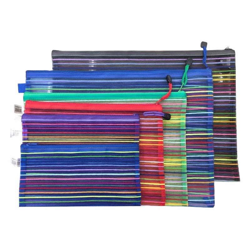 Manufacturer A4 Student Test Paper Bag Mesh Rainbow Zipper Bag Satchel Colorful Nylon File Bag Bill Bag Information Bag