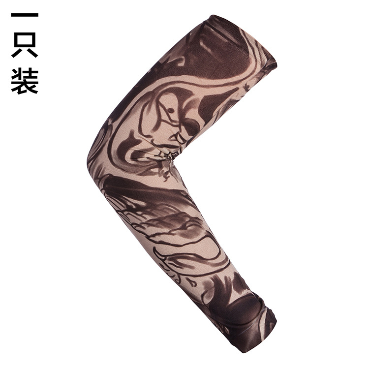 Picture of Flower Arm Tattoo Sleeve Seamless Outdoor Riding Tattoo Sunscreen Sleeve Riding Tattoo Sleeve Optional Color Cross Border