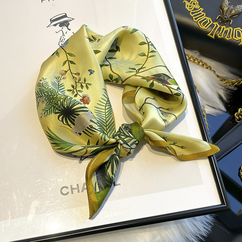 Picture of 2024 New Style Silk Scarves Women's Spring and Summer Fashion Printed 100 Mulberry Silk Small Square Scarf South Korea Ribbon Scarf