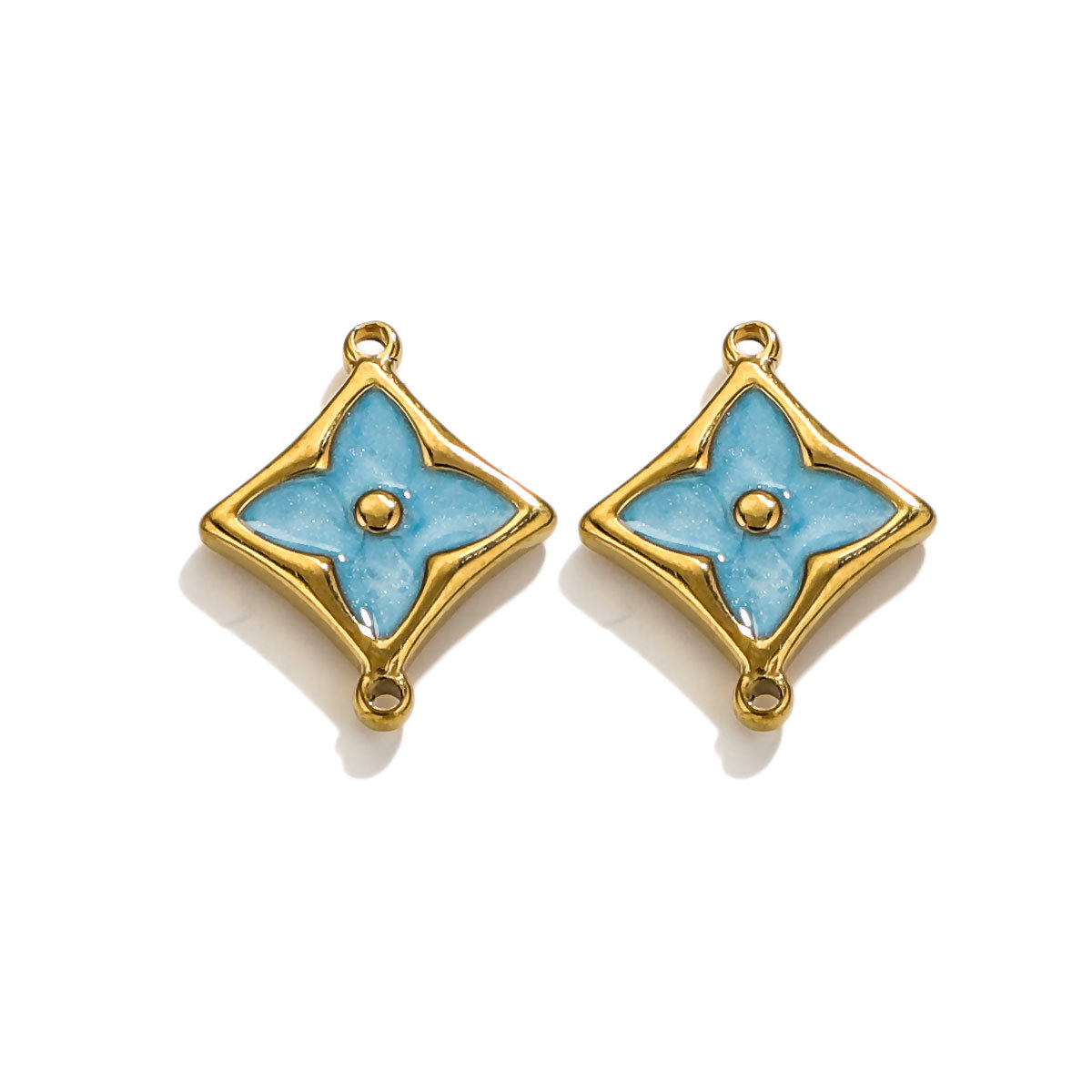 Picture of Spot Wholesale Strong Color Retention Electroplating 18K Gold-Plated Inlaid Four-Leaf Clover Double Hanging Bracelet Necklace DIY Jewelry Accessories