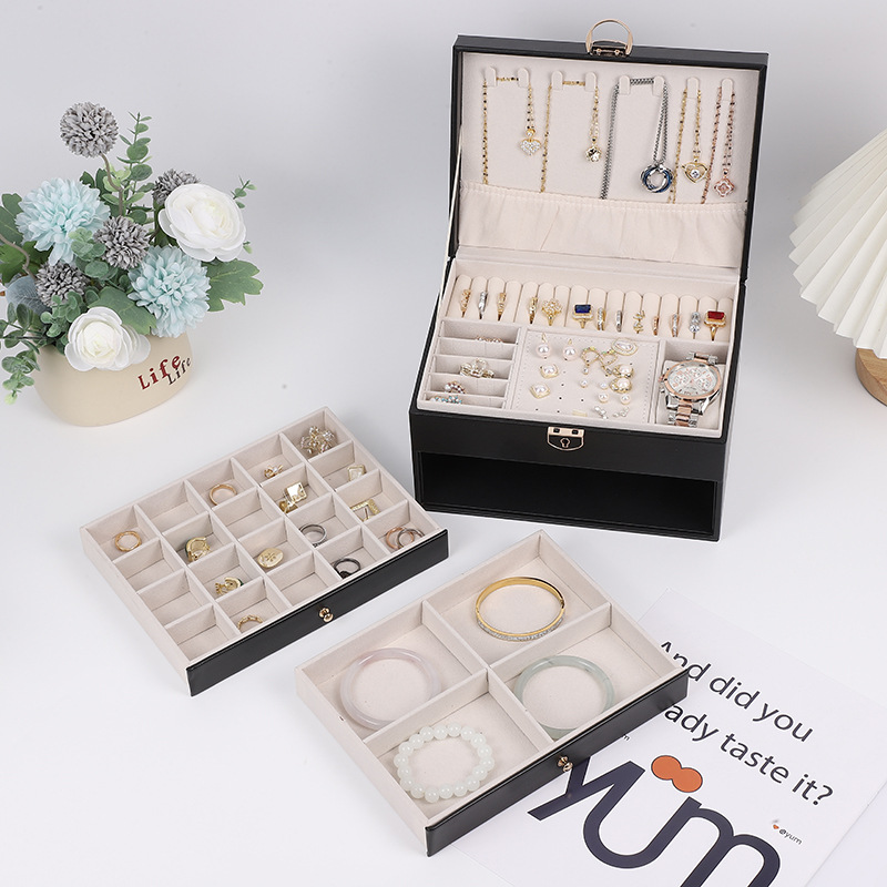 Picture of Jewelry Storage Box Large Capacity Multi-Layer Jewelry Hair Accessories Ring Earrings Necklace Earrings Bracelet Storage Box