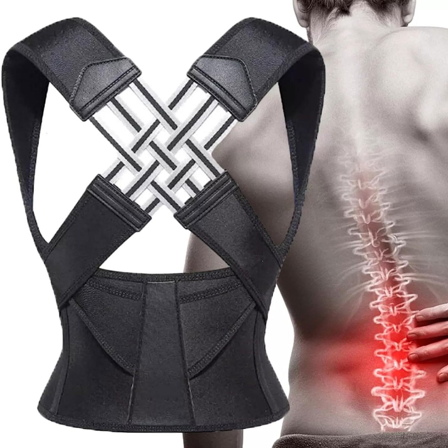 Cross-border Adult Male and Female Adult Strap Open Shoulder Anti-humpback Strap Back Strap Waist Protection Shake Tone Explosions