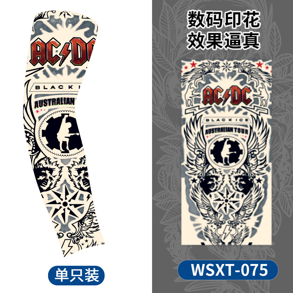 Picture of Summer Riding Sunscreen Tattoo Sleeve Simulation Tattoo Quick-drying Arm Protector Outdoor Sports Sunshade Breathable High Elastic Ice Sleeve
