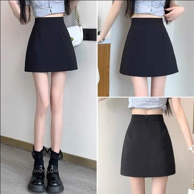 Women's Skirt 2023 Summer New High Waist Anti-slip Short Skirt Black Small Slim A- line Hip Skirt Trendy
