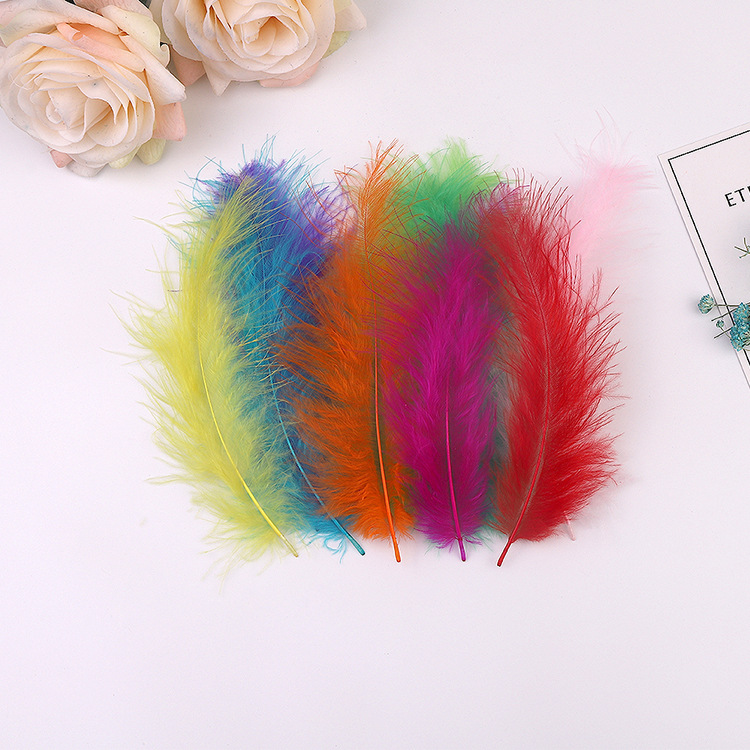Picture of Cross-Border Wholesale Turkey Feathers Pointed Tail Velvet Feathers Colorful Feathers Dream Catcher Feathers Feather Lamp Wave Ball Feathers