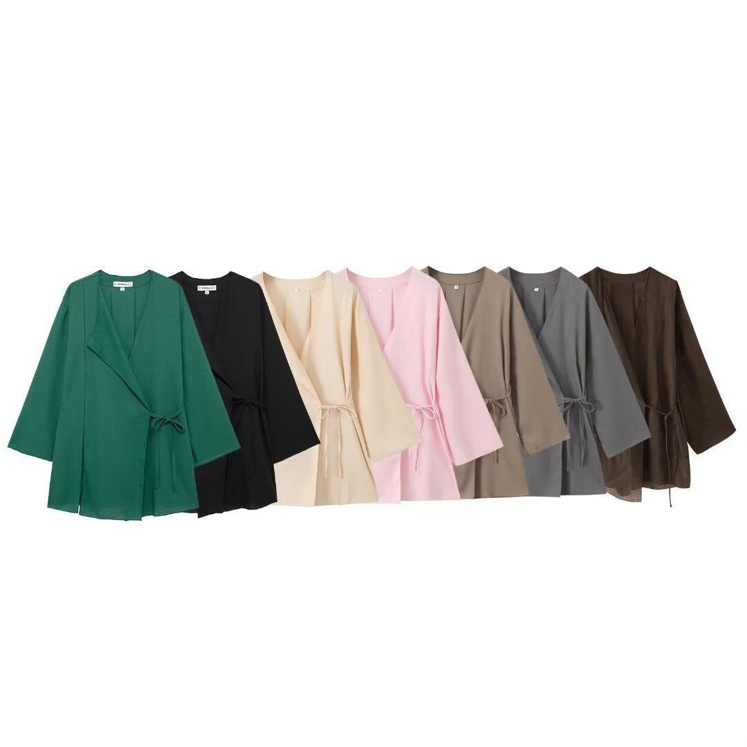 Foreign trade spring new European and American style kimono cross coat 6078572 casual pants 5057572 trousers