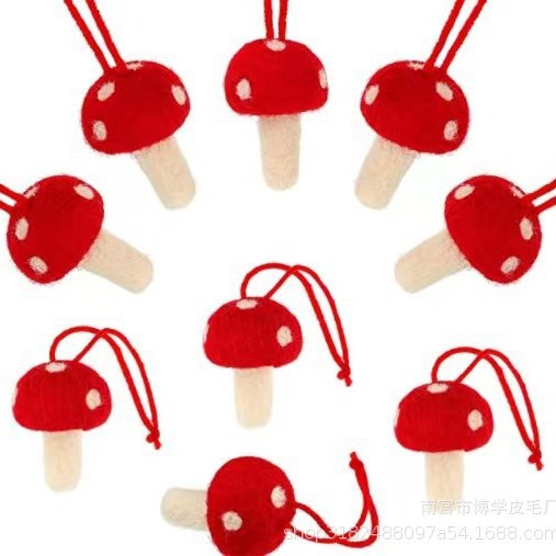 Cross-border wool felt DIY poke small mushroom children's hair accessories production material color three-dimensional matsutake mushroom