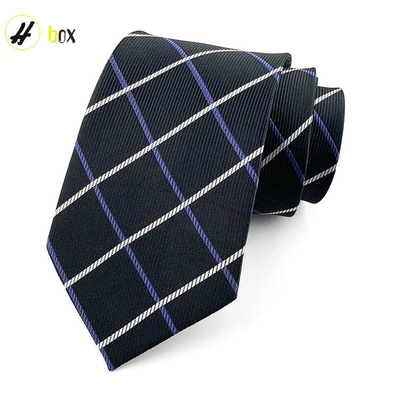Picture of Men's Tie 8cm Hand Tie Polyester Professional Dress Interview Striped Tie Men's Red Bridegroom Wedding Tie