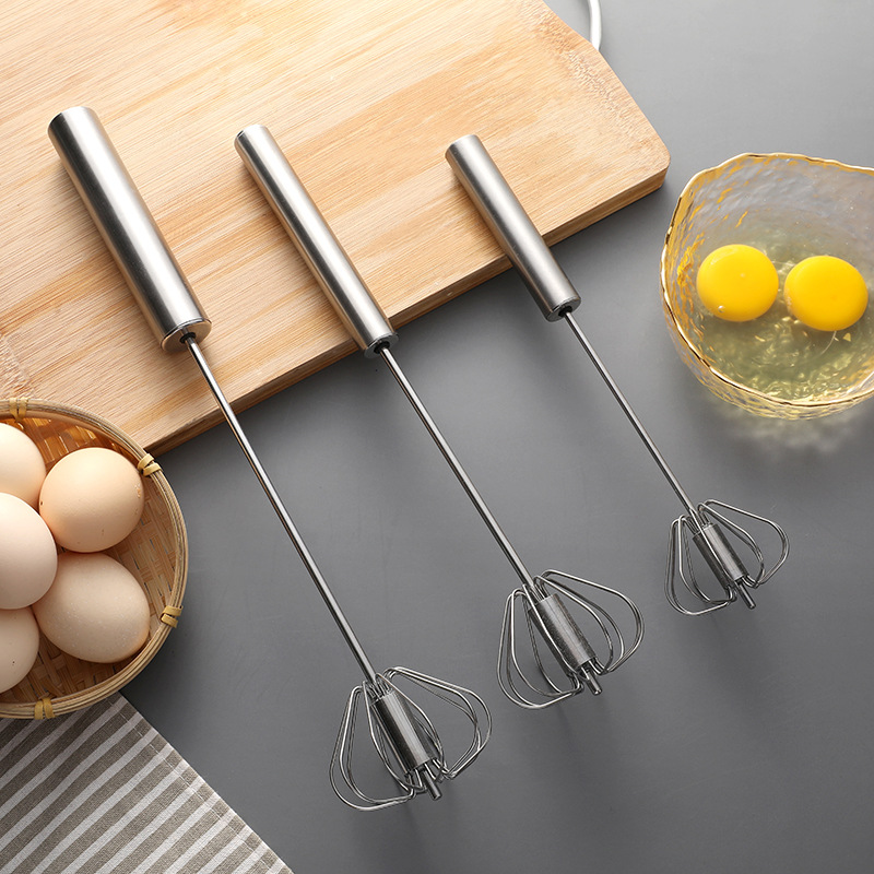 Picture of Baking Tools Household Rotary Egg Beater Handheld 10 Inch 12 Inch Stainless Steel Semi-automatic Egg Beater Egg Beater