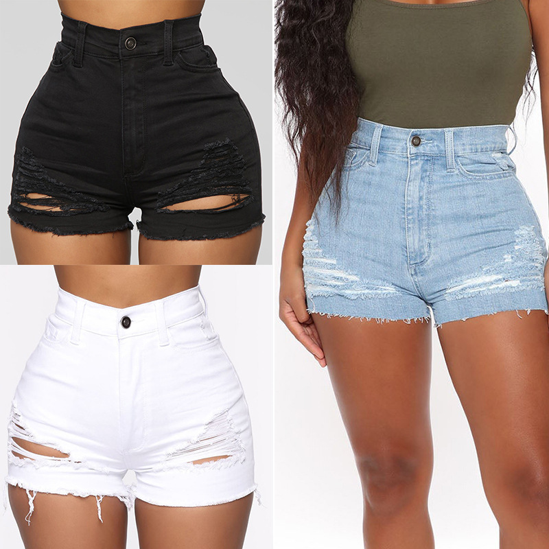 AliExpress Amazon High Waist High Elastic Ripped Jeans Women
