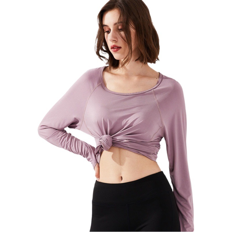 Yoga Clothing Long-Sleeved Tops Loose Quick-Drying Sportswear Breathable and Comfortable Fitness Clothing Long-Sleeved Morning Running Sports Long-Sleeved