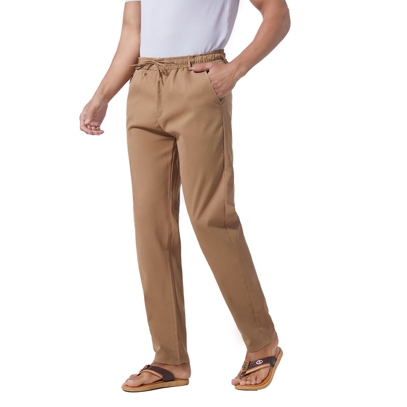 Picture of 2022 summer casual pants men's loose straight overalls long pants men's thin work Business stretch pants men